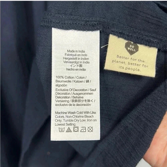 Madewell Navy Blue Embroidered Smock Neck Top Large - Picture 7 of 8